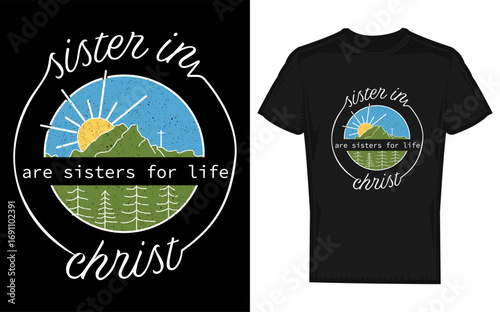 Love in faith sisters in christ silhouette design a heartwarming depiction of sisterhood and shared beliefs vector art