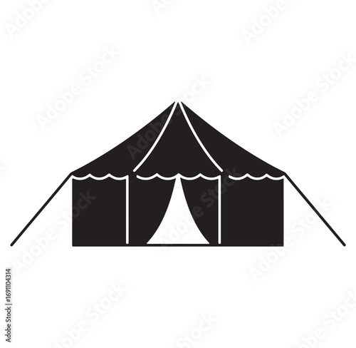 Silhouette illustration of a camping tent isolated on white background adventure or travel concept