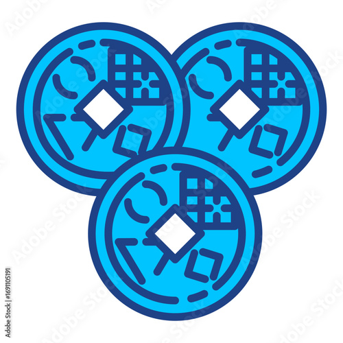 Chinese Coin Simple Vector Icon Collection