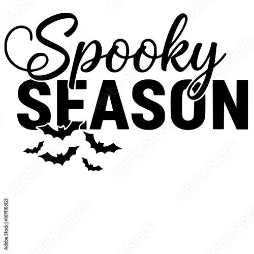 The eerie beauty of Spooky Season is unveiled in this graphic, with graceful bat silhouettes dancing around the words.