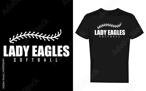 Dynamic lady eagles softball team mascot graphic featuring a bold silhouette for school spirit and athletic events