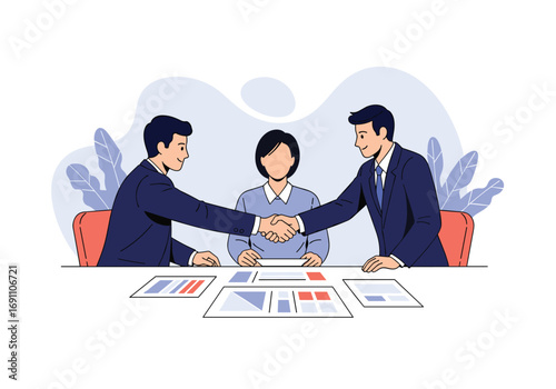 Business people meeting and shaking hands to form a partnership or agreement