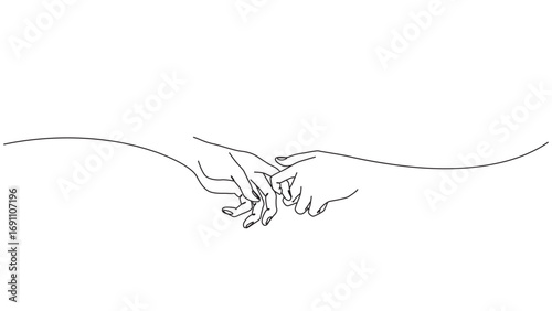 Minimalist line art illustration of two hands making a pinky swear gesture