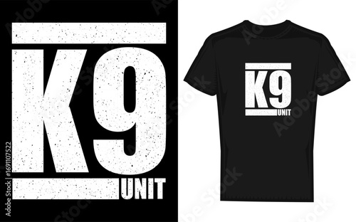 K9 police officer and guard dog silhouette graphic representing law enforcement and canine partnership