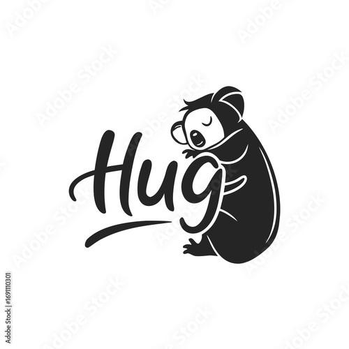 Cute Sleeping Koala Bear Hug Illustration.