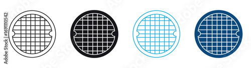 Manhole icon set. Vector illustration .