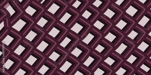 Repeating pattern of angled rectangles in shades of purple and white creating a geometric design look