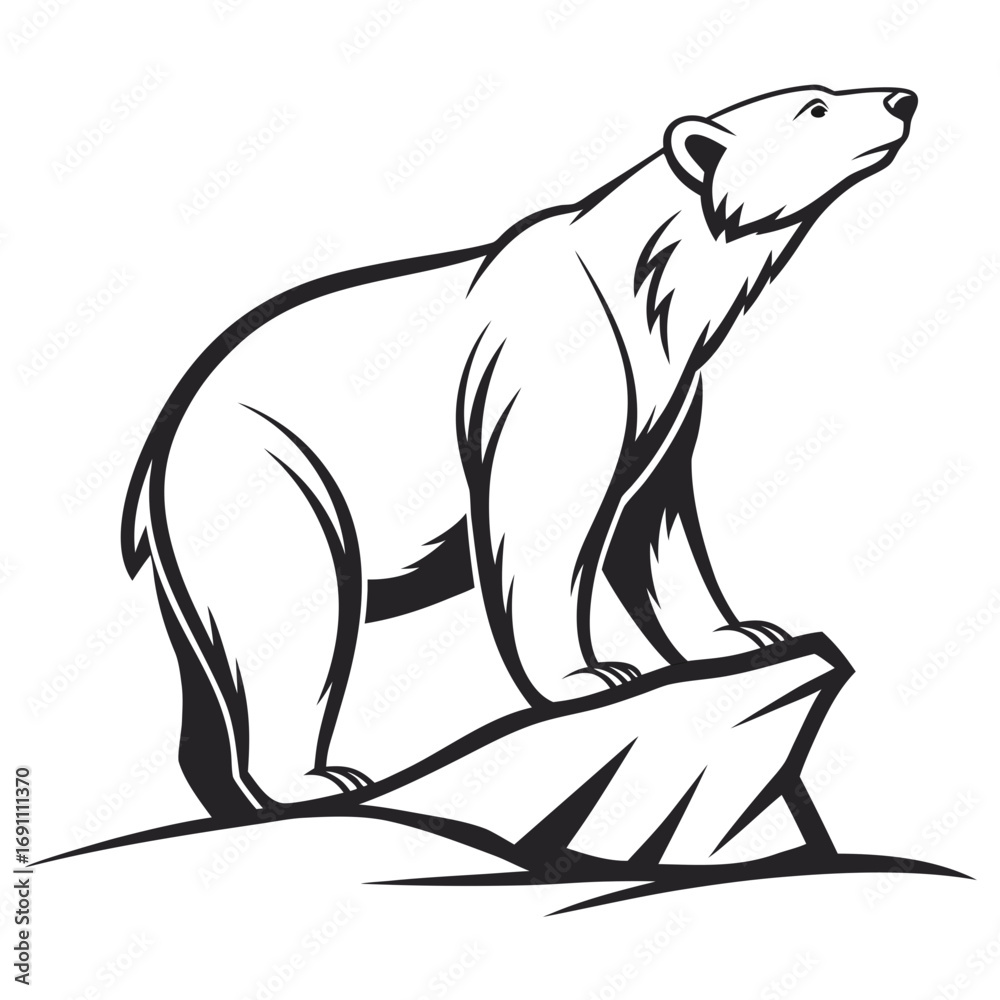 Fototapeta premium Majestic Polar Bear Standing on Ice Floe 1.