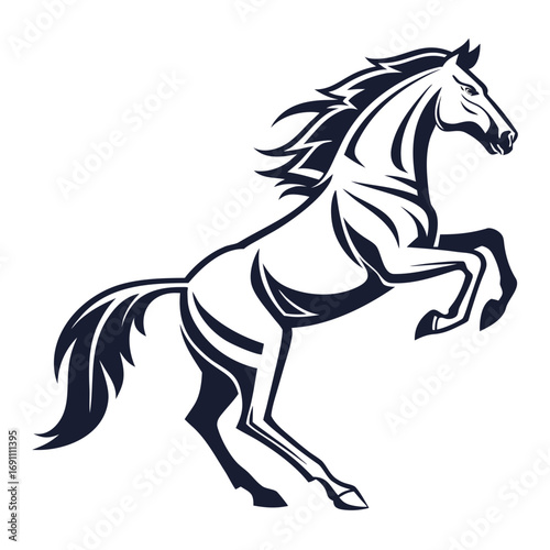 Majestic Rearing Horse Vector Illustration.