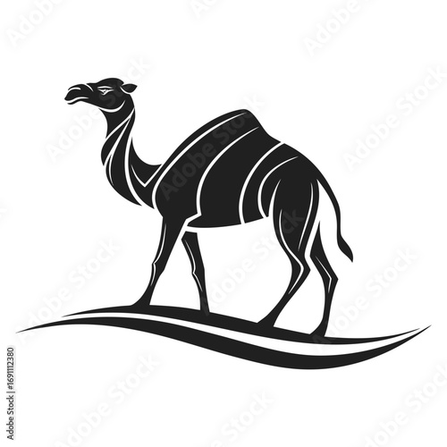 Stylized Camel Silhouette Illustration on White Background.