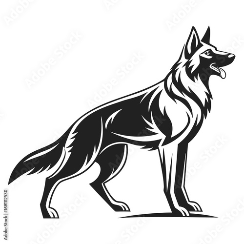 Stylized German Shepherd Dog Vector Illustration.