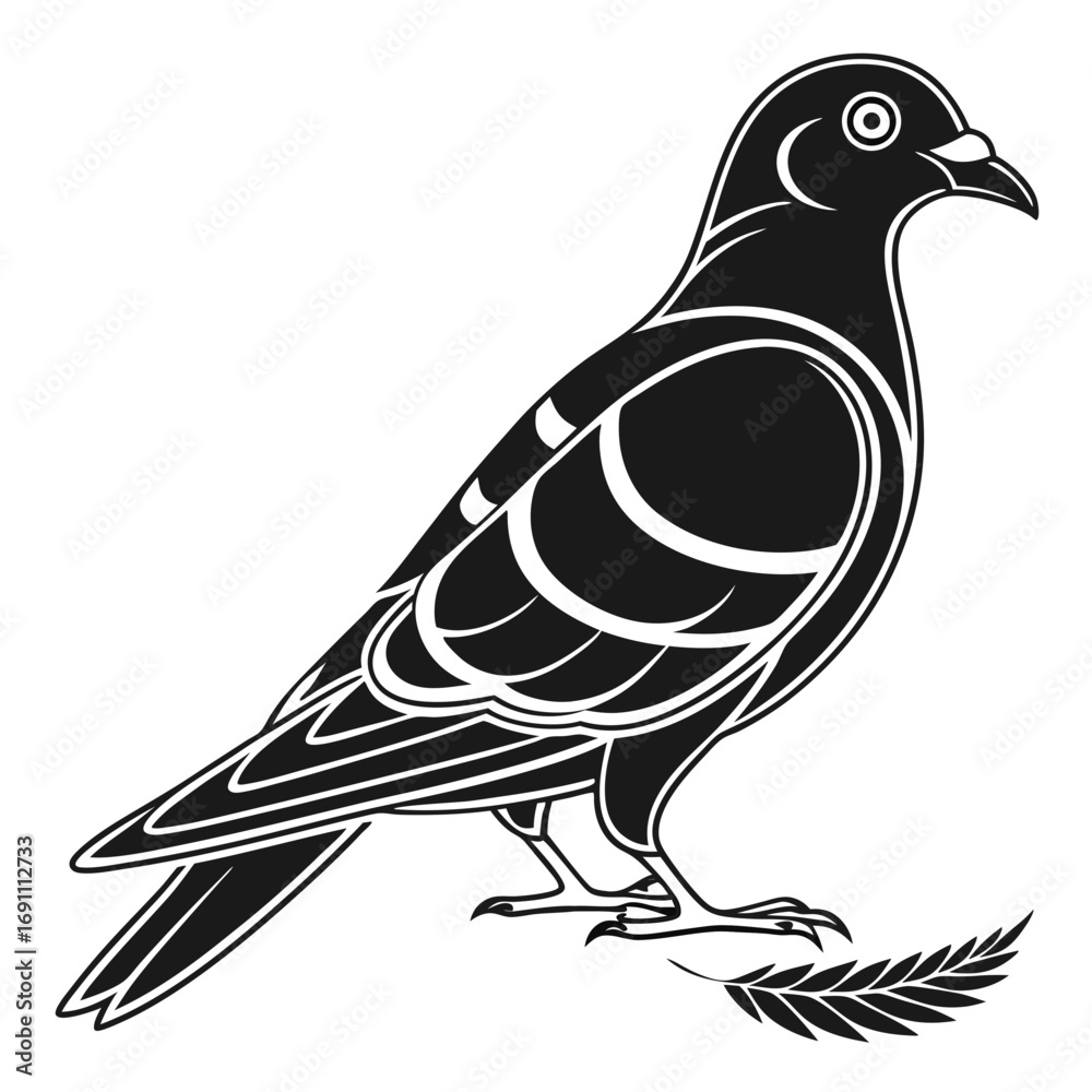 Obraz premium Stylized Peace Dove with Olive Branch.