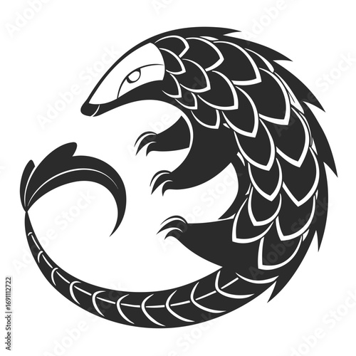 Stylized Pangolin Curled Ball Vector Illustration.