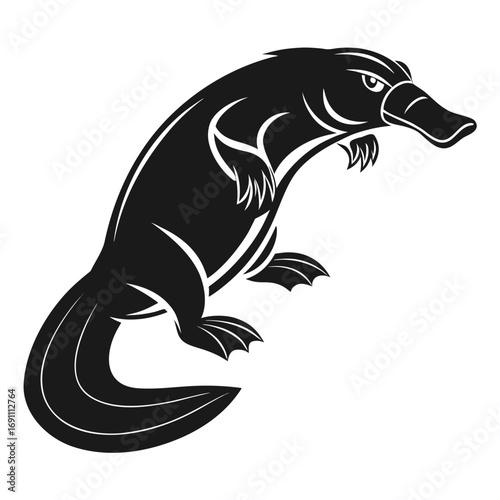 Stylized Platypus Vector Illustration on White Background.