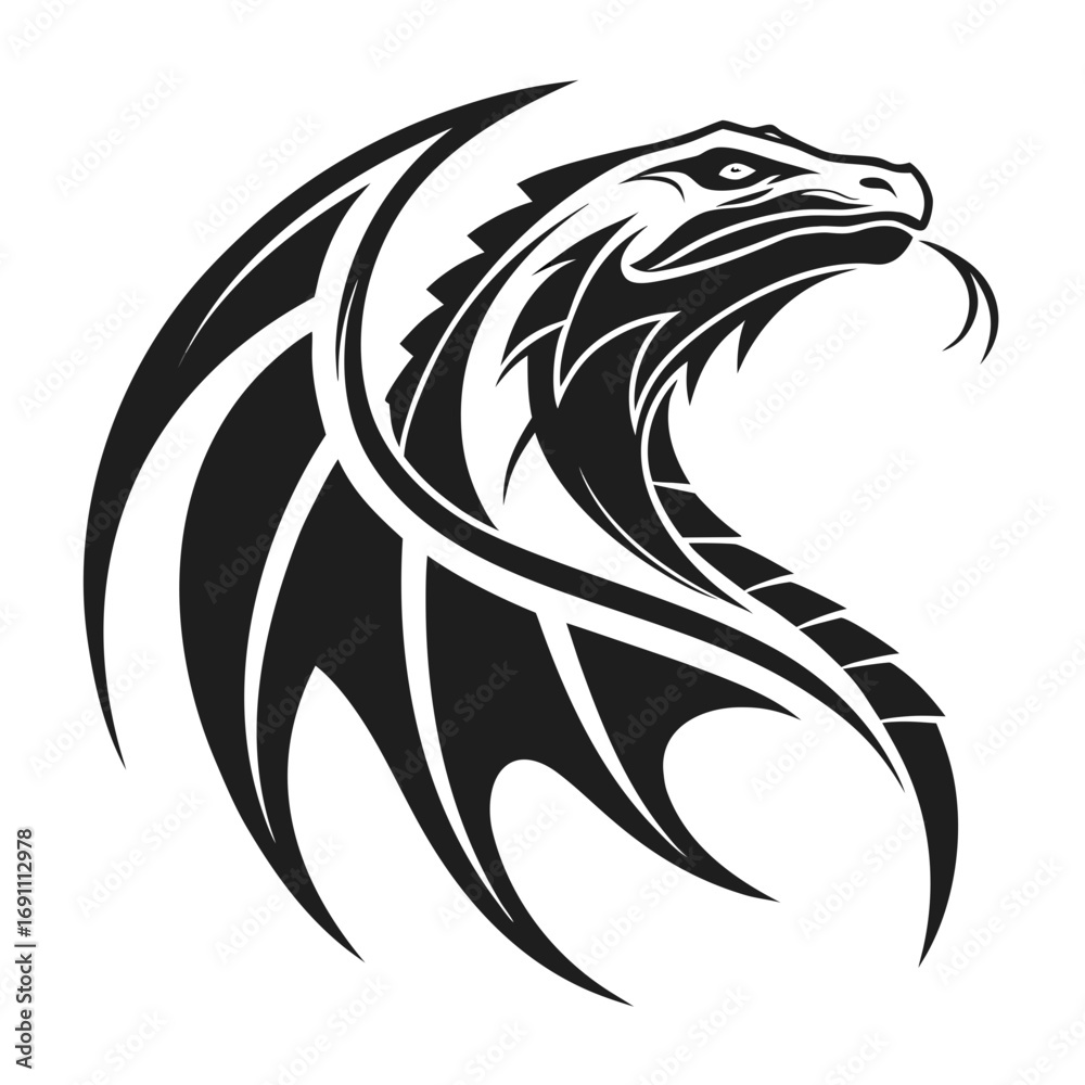 Obraz premium Stylized Tribal Dragon Head Vector Logo.