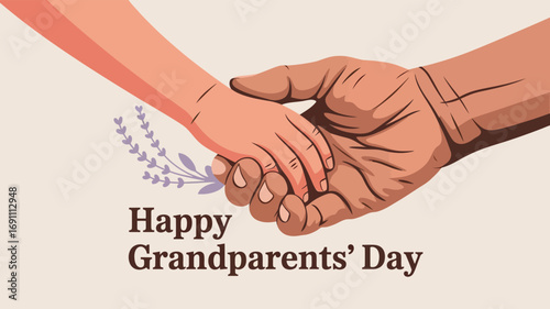 Happy Grandparents Day Hand Holding Illustration