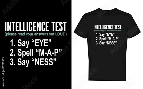 Funny dad joke intelligence test say eye m a p ness featuring a bold black silhouette on a white background perfect for humor and meme content