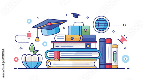 Stack of books vector illustration for education and learning concepts