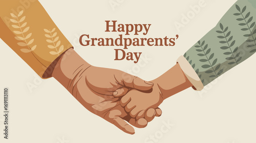 Happy Grandparents Day Hand Holding Illustration