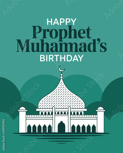 Prophet Muhammad Birthday Mosque Illustration