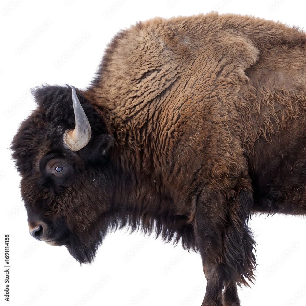 Fototapeta premium American bison profile isolated on transparent background