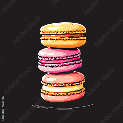 colorful macaroons isolated on white