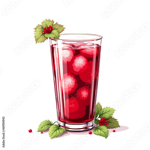 glass of red currant juice with mint