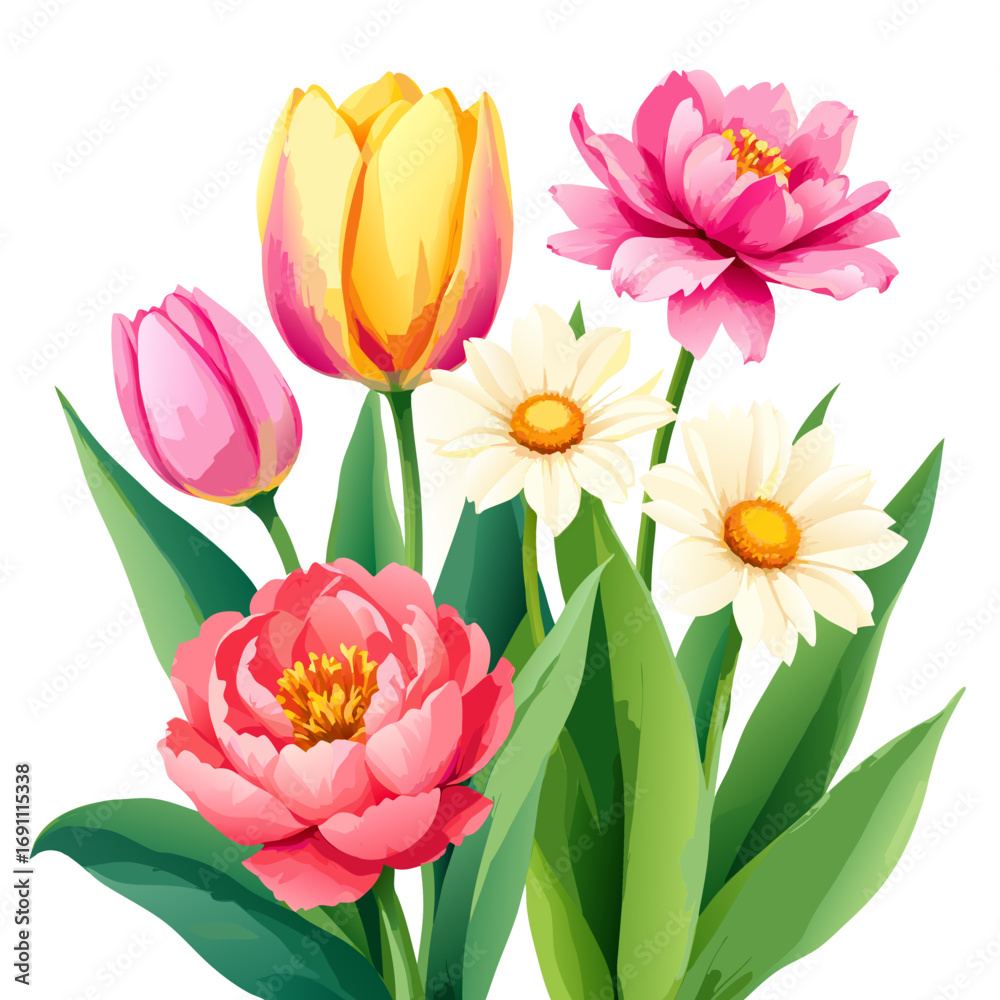 Fototapeta premium pink and yellow tulips
