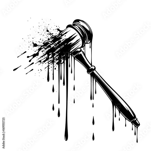 Vector art of gavel with dripping paint