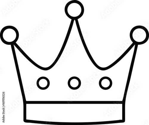 Crown Outline Vector Icon On White Background