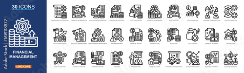 Management Accounting icon collection line style. finance, accounting, business strategy, cost analysis. Vector illustration