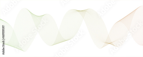 abstract green wave line on the white background image unique pattern graphics element modern.Parallel elliptical lines forming with wave rhythm, harmonious and.....