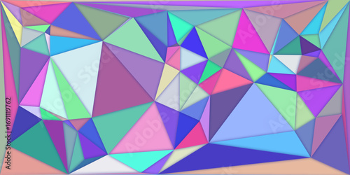 Colorful seamless geometric mosaic pattern with abstract triangle shapes and diamond polygon texture. Mosaic pattern of irregularly shaped colorful stone tiles in a dark and moody arrangement perfect 