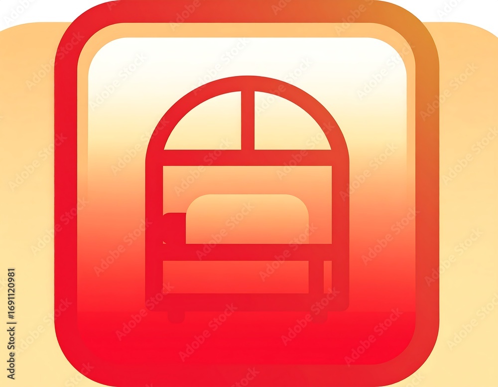 Obraz premium Red square icon, arched window