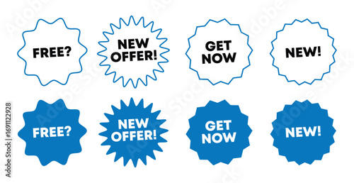 Collection of starburst sale and offer badges with text for promotions