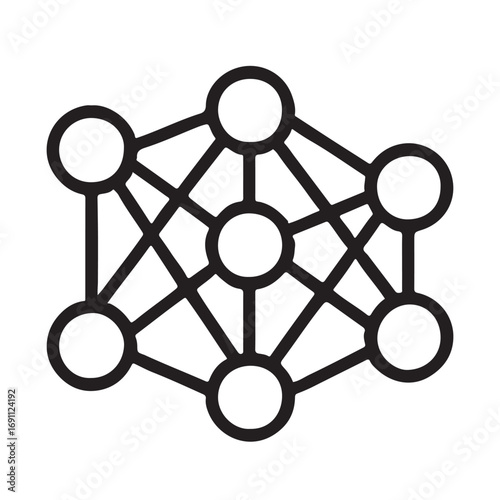 Neural Network Line Icon for AI and Machine Learning Set with Editable Stroke. Vector symbols for Robotics, Deep Learning, and Algorithms.