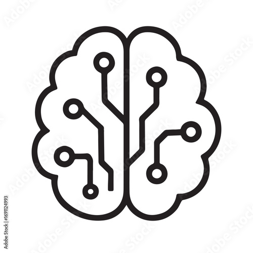 AI Circuit Brain Icon for Machine Learning and Intelligence