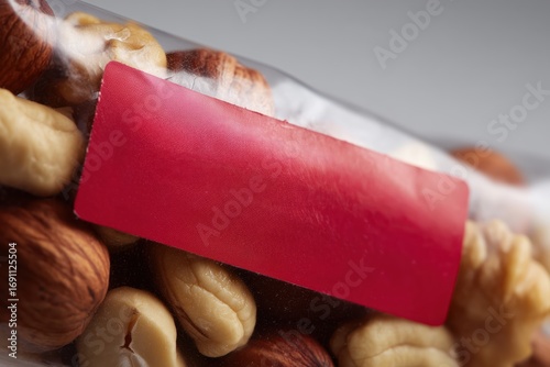 Nut-free snack packaging closeup studio environment editorial photography allergy awareness
