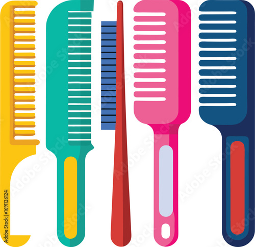 set of colorful combs