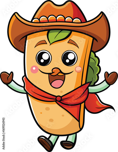 cartoon fast food burrito cowboy 