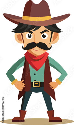 cartoon cowboy isolated on transparent background