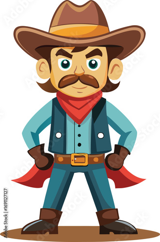 cartoon cowboy isolated on transparent background