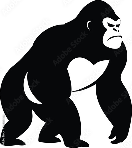 Bold Stylized Black Silhouette of a Giraffe on White Background black and white animal