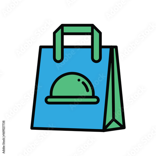 Modern food delivery bag icon for online takeaway and restaurant