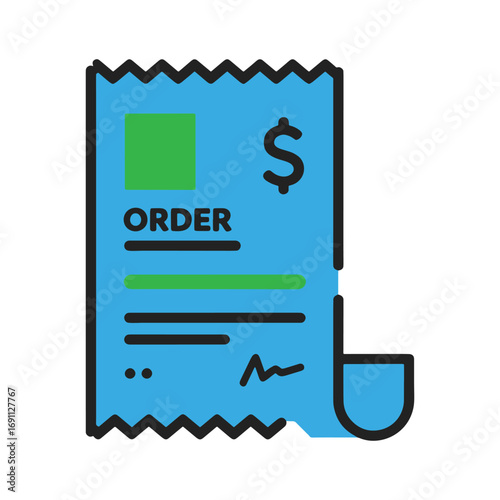 Modern receipt icon with dollar sign, order confirmation concept
