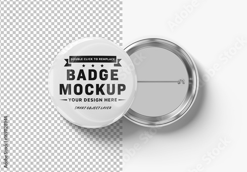 Two Isolated Circular Pin Badges Mockup