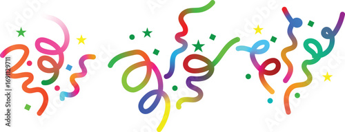 Celebration confetti and streamers festive design elements for party events vector