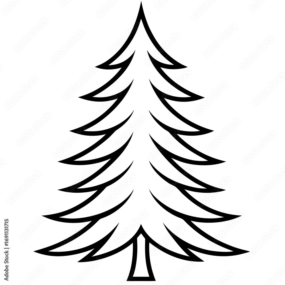 Obraz premium Pine tree outline vector, a modern pine tree icon art design, black vector of a mountain tree, simple tree art, a tree isolated