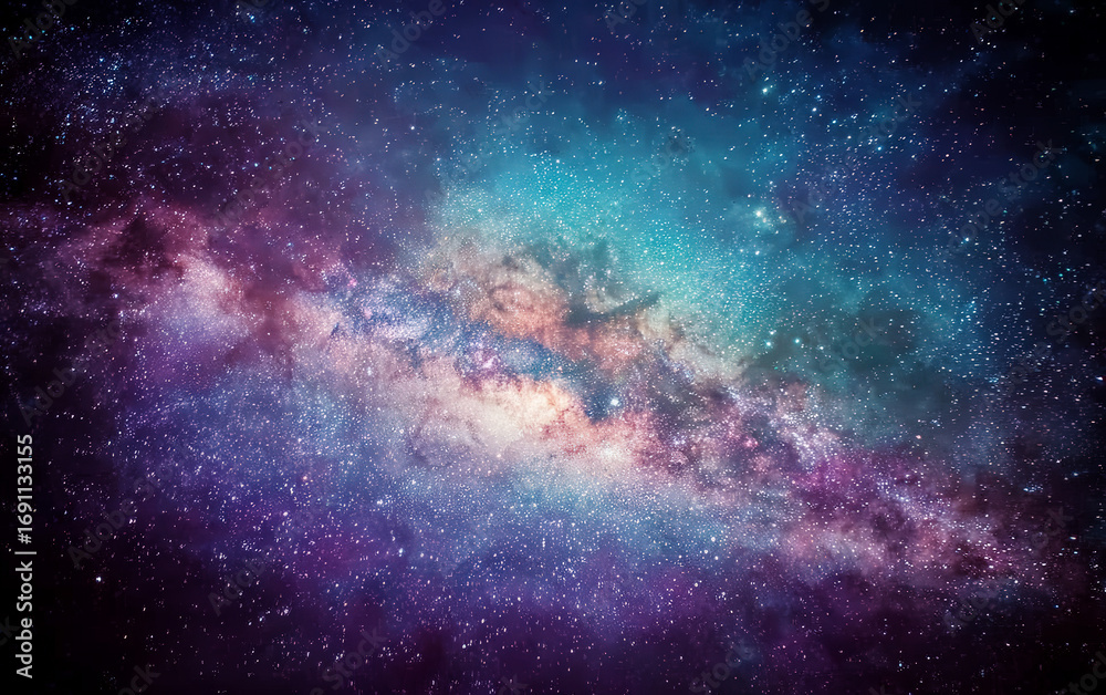 Fototapeta premium Vibrant Cosmic Nebula with Stars and Galaxies in Deep Space