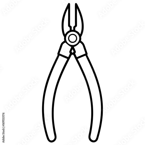 Plier tool outline vector, a modern plier icon art design, black vector of a plier, simple plier art, a plier isolated